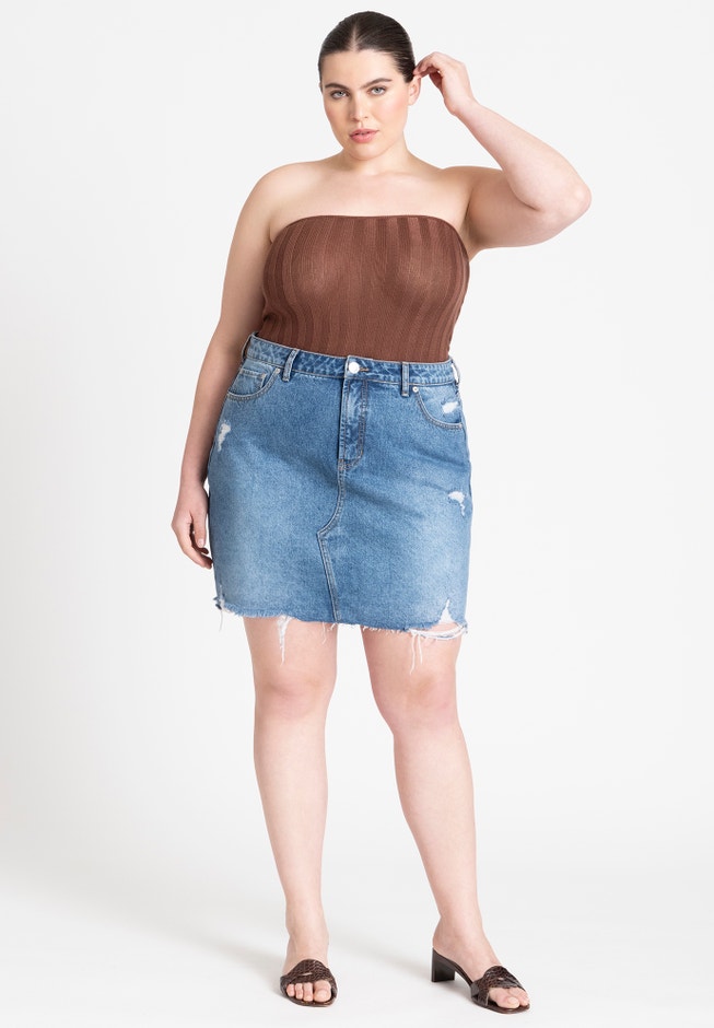 Distressed Denim Mini Skirt image number 0