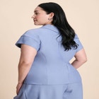 Asym Neckline Short Sleeve Blazer image number null