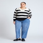 Striped Quarter Zip Sweater image number null