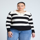 Striped Quarter Zip Sweater image number null
