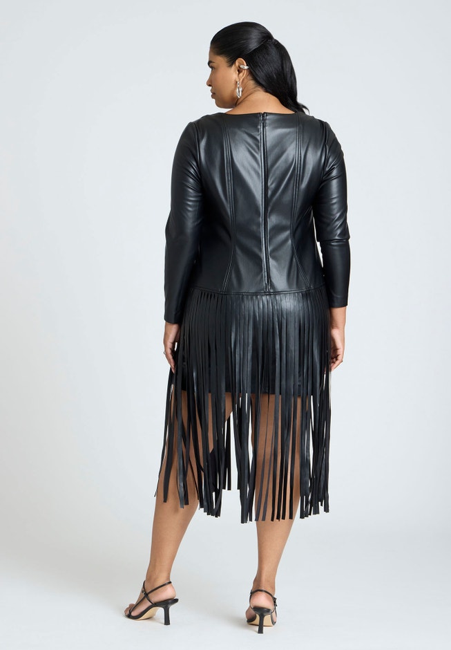 Fringe Faux Leather Dress image number 1