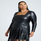 Fringe Faux Leather Dress image number null