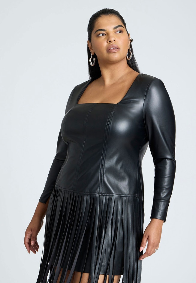 Fringe Faux Leather Dress image number 2