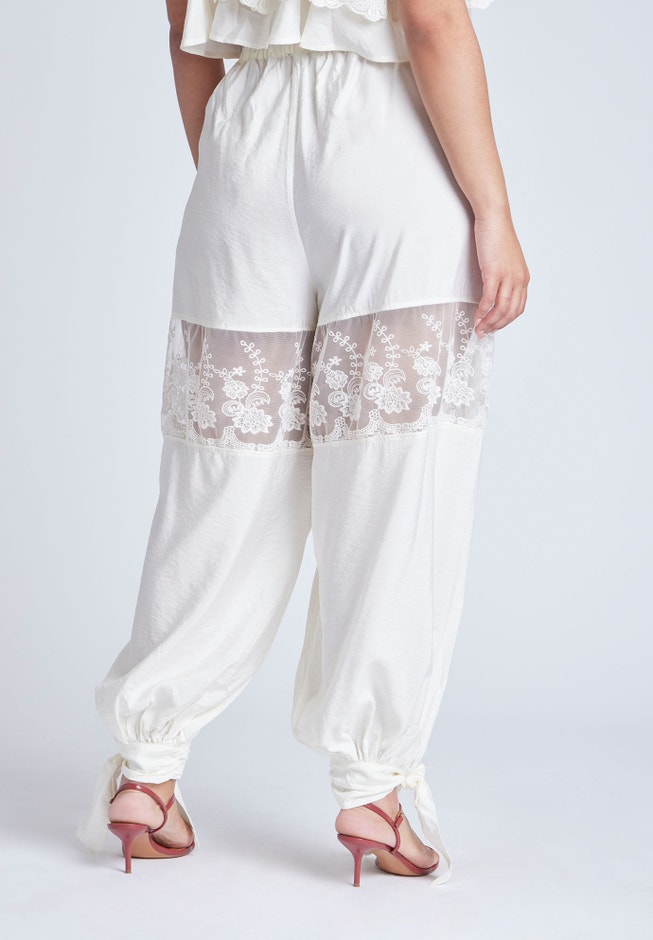 Balloon Pant With Lace And Tie Hem image number null
