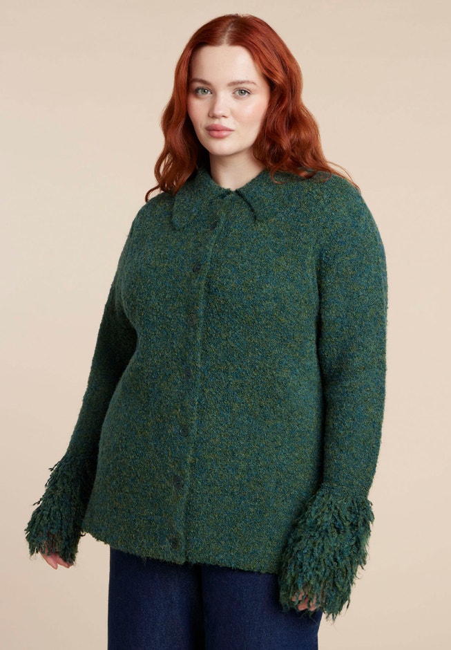 Fringe Cuff Knit Cardigan image number 0