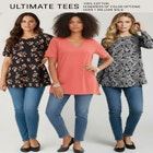 Plus Size Three-Quarter Sleeve Notch Neck Soft Knit Tunic image number null