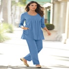 Plus Size Two Pocket Long Sleeve Soft Knit Swing Tunic image number null