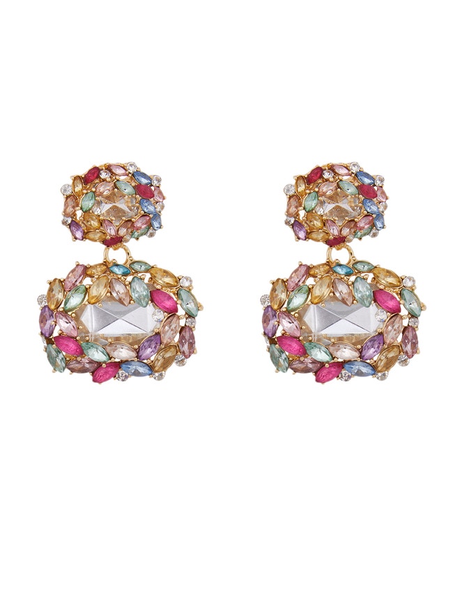 Multi Gem Cluster Drop Earrings image number 0