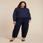 Cableknit Sweater With Wide Collar image number null