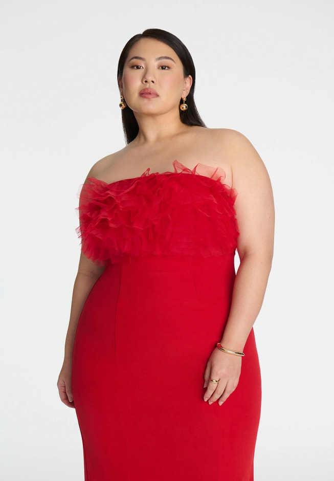 Tulle Bodice Column Dress image number null