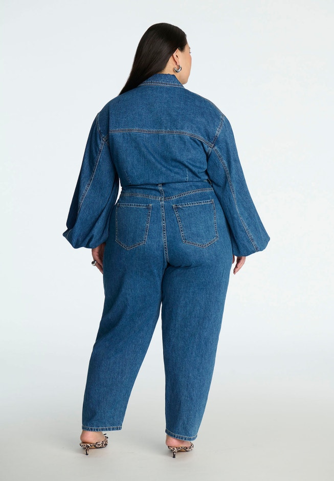 Barrel Leg Denim Jumpsuit image number 1
