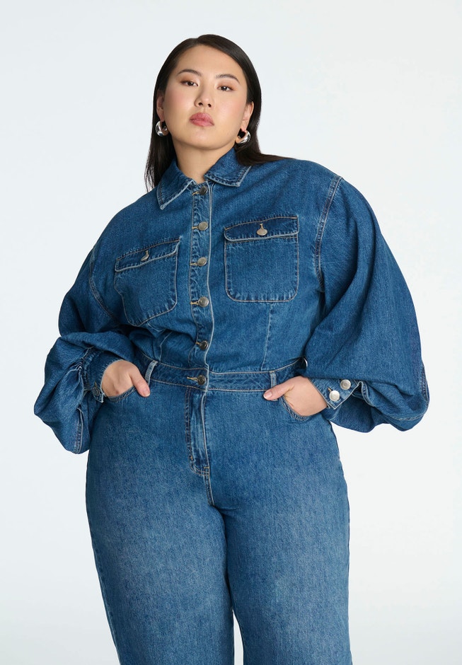 Barrel Leg Denim Jumpsuit image number 2
