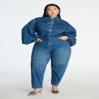 Barrel Leg Denim Jumpsuit image number null