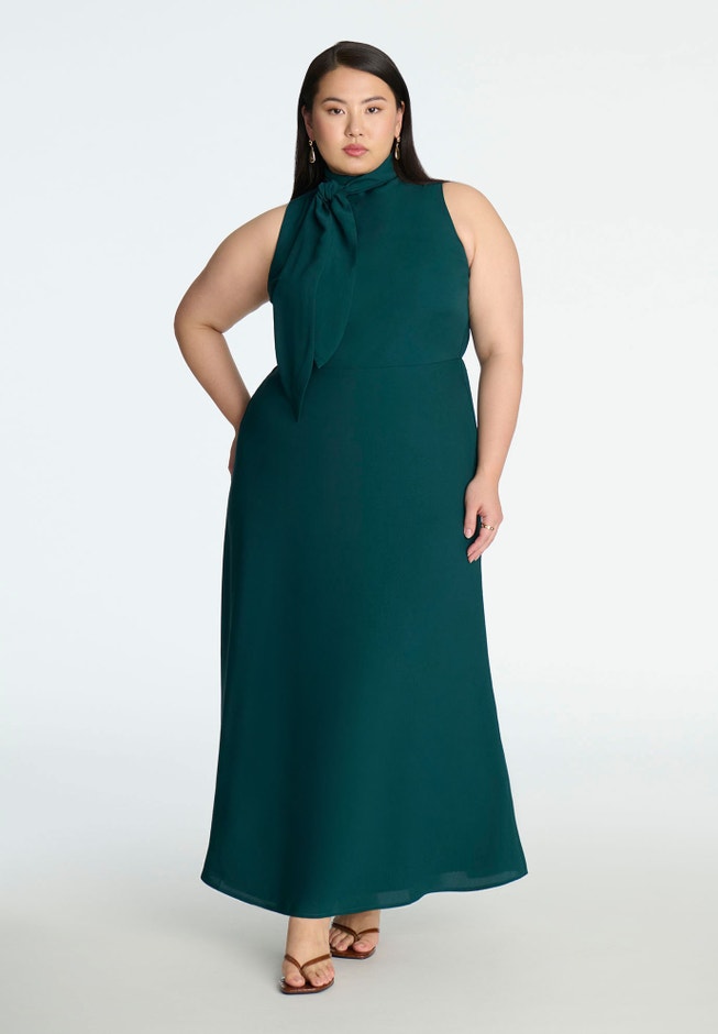 Tie Neck Maxi Dress image number null