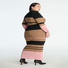 Striped Mock Neck Sweater Dress image number null