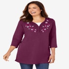 7-Day Layered-Look Embroidered Henley Tunic image number null