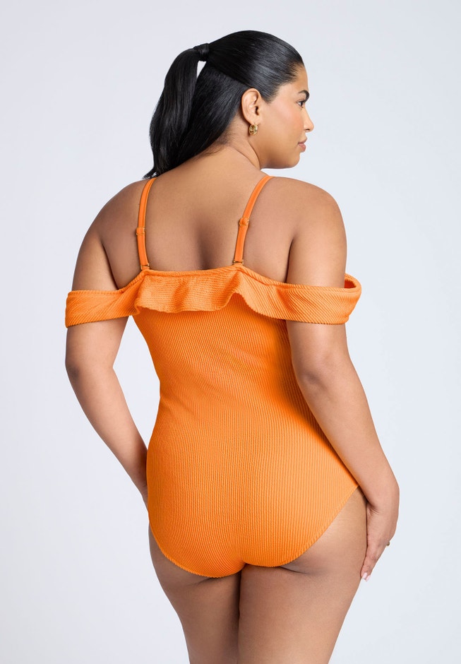 Off The Shoulder One Piece Swimsuit image number 2