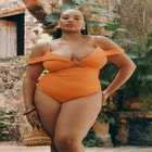 Off The Shoulder One Piece Swimsuit image number null