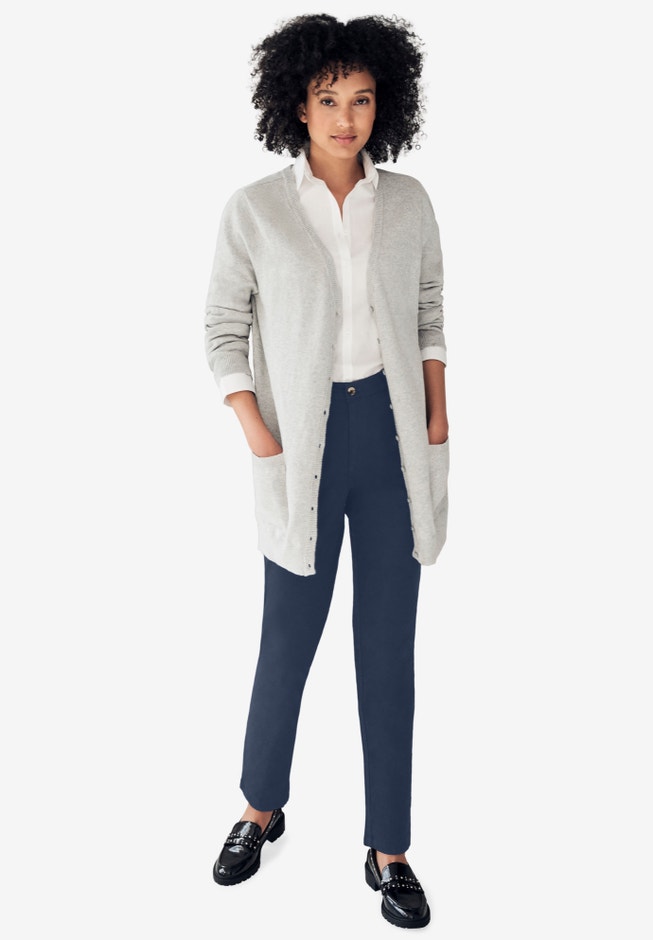 Stretch Chino Mid-rise Tapered Straight Pants image number 3