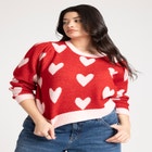  Heart Intarsia Cropped Sweater image number null