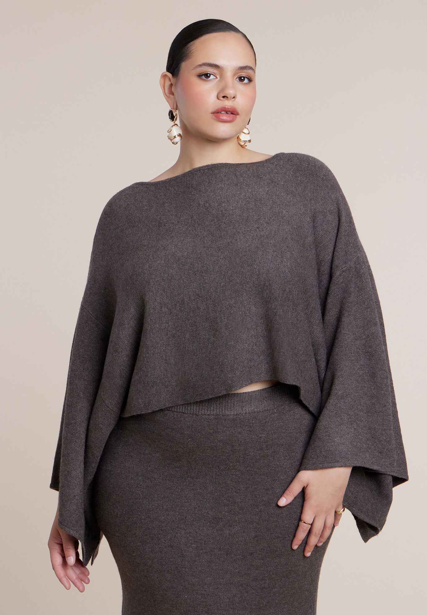 Draped Cropped Sweater