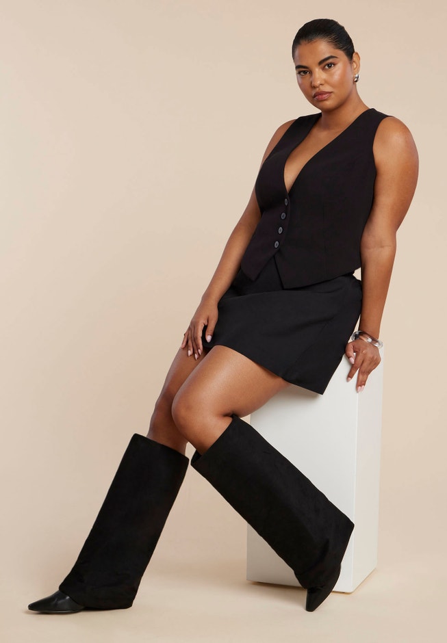 Fold Over Kitten Heel Boot image number 1