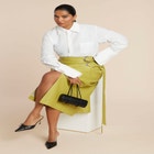 Double Belt Wrap Faux Leather Skirt image number null