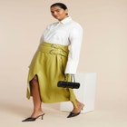 Double Belt Wrap Faux Leather Skirt image number null