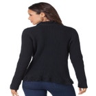 Plus Size Military-Inspired Ribbed Cardigan Sweater image number null