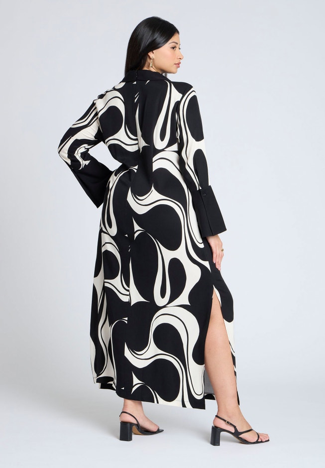 Printed Collared Maxi Dress image number 1