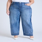 Two Tone High Rise Straight Leg Jean  image number null