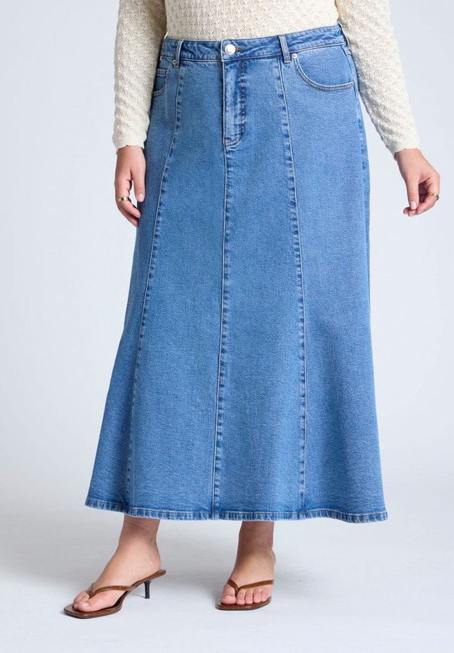 Trumpet Denim Maxi Skirt image number 1