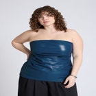 Pleated Faux Leather Top image number null