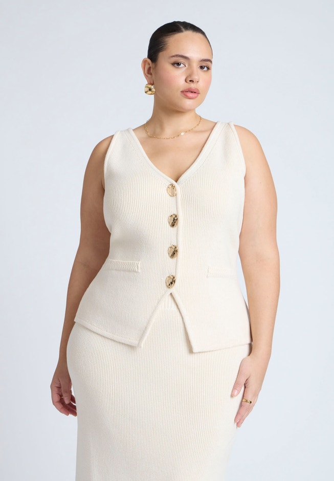 Cinched Waist Sweater Vest image number null