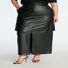 Maxi Cargo Faux Leather Skirt image number null