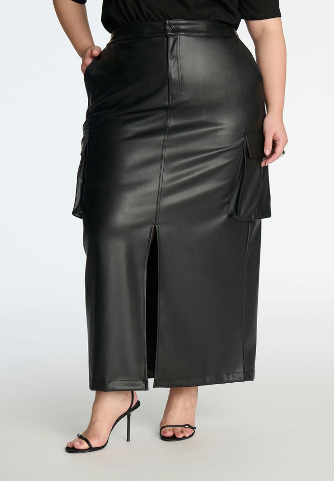 Maxi Cargo Faux Leather Skirt image number 1