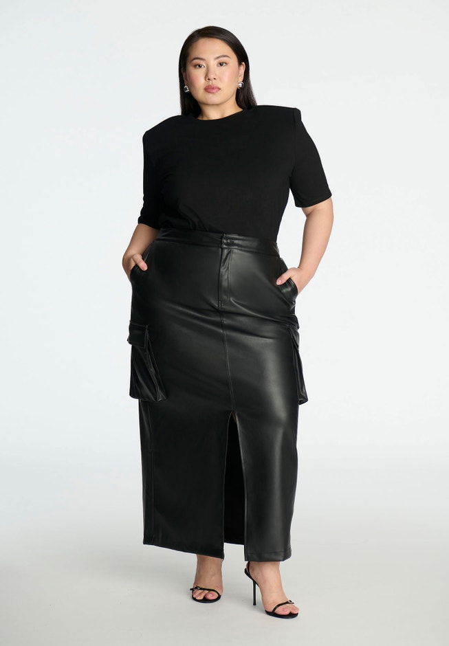 Maxi Cargo Faux Leather Skirt image number 0