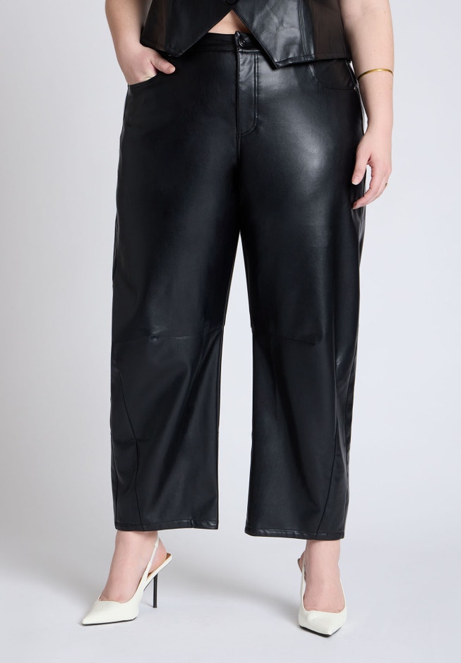 Faux Leather Barrel Leg Pant image number 1