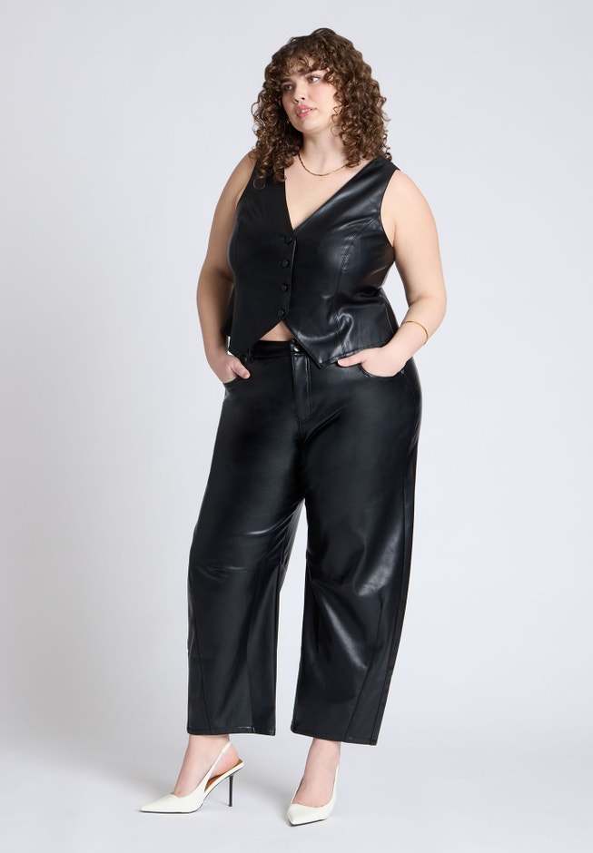 Faux Leather Barrel Leg Pant image number 0
