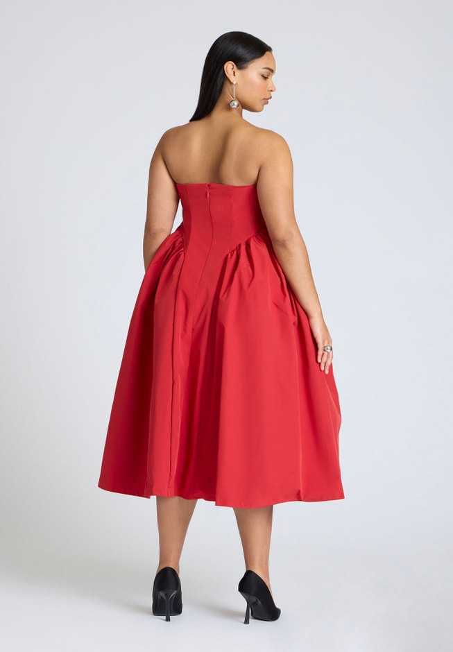 ELOQUII x kate spade new york Strapless Flare Midi Dress image number 2