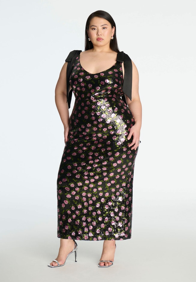 ELOQUII x kate spade new york Floral Sequin Maxi Dress image number 1