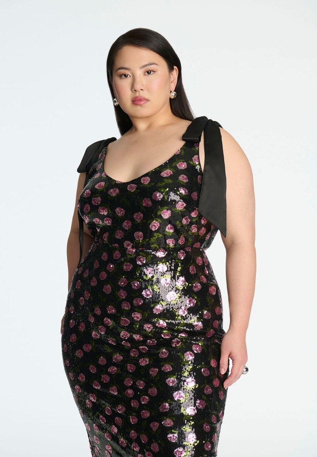 ELOQUII x kate spade new york Floral Sequin Maxi Dress image number 3
