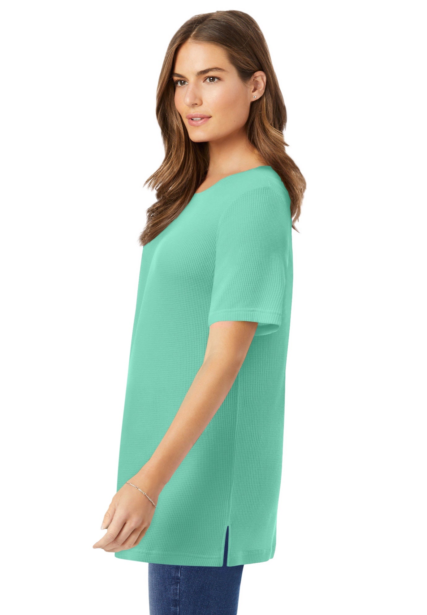 Waffle Thermal Satin Trim Tee image number 2