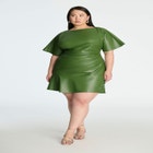 Drapey Faux Leather Mini Dress image number null