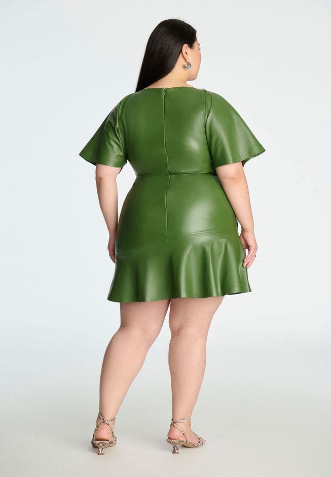 Drapey Faux Leather Mini Dress image number 2