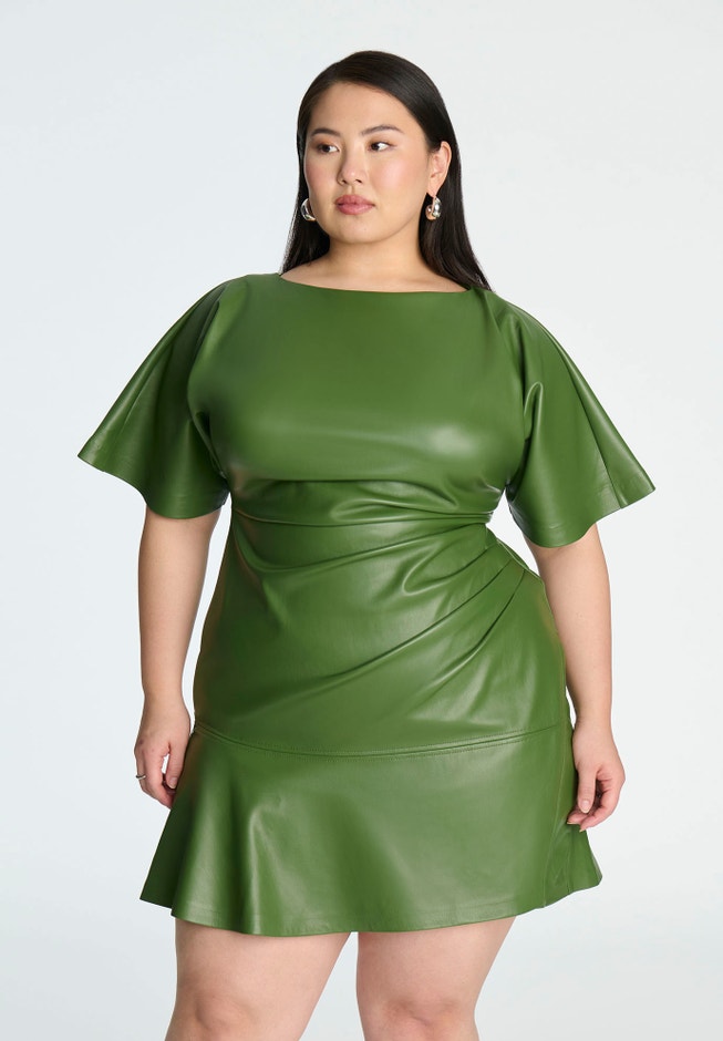 Drapey Faux Leather Mini Dress image number 3