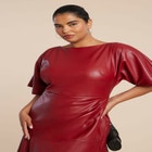 Drapey Faux Leather Mini Dress image number null