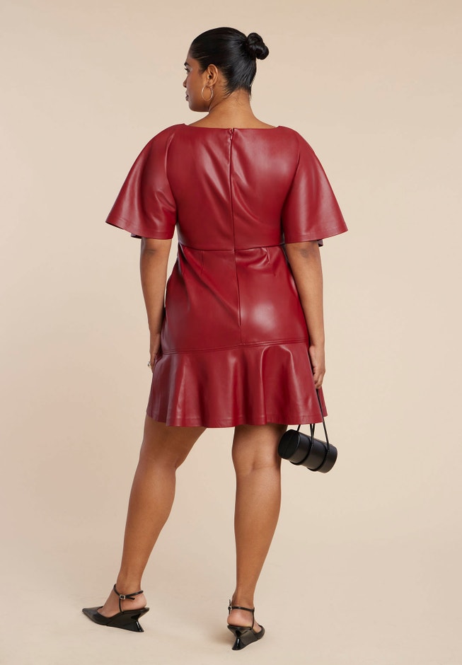 Drapey Faux Leather Mini Dress image number 2