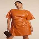 Drapey Faux Leather Mini Dress image number null