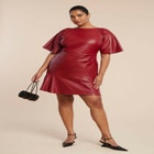 Drapey Faux Leather Mini Dress image number null